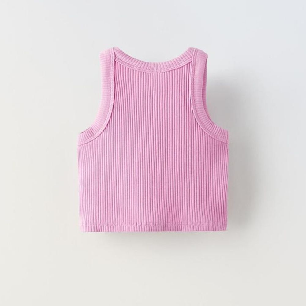 Zara | Pink Cropped Ribbed Tank Top